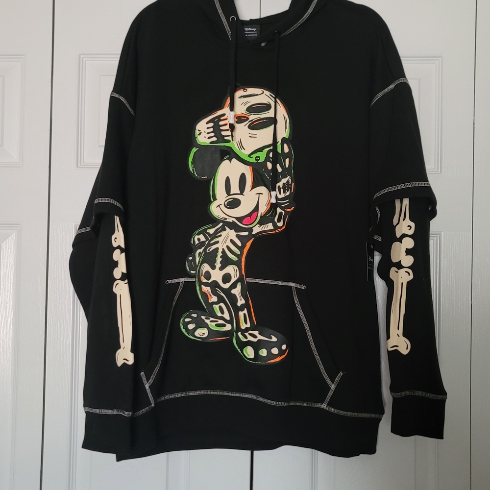 Disney Skeleton Mickey Mouse Pullover Hoodie NWT - image 1